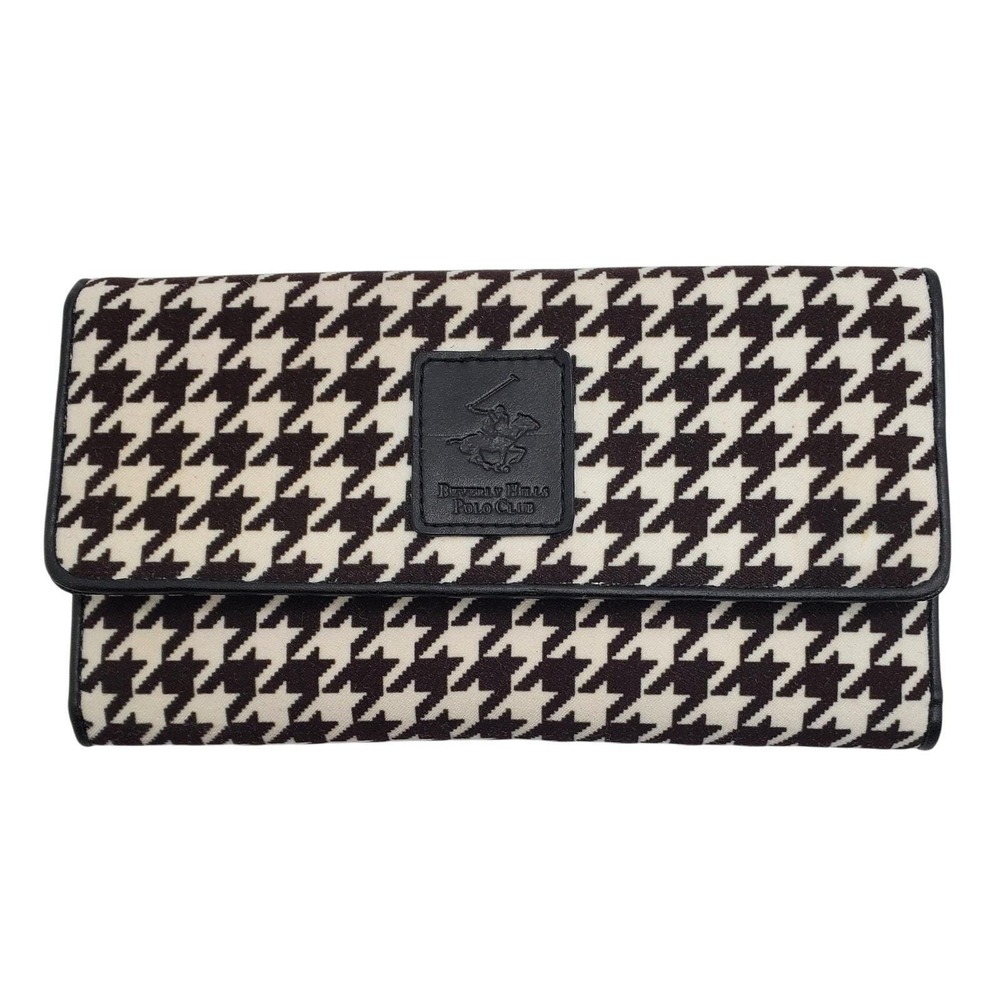 Beverly‎ Hills Polo Club Wallet Cardholder Checkbook ID Holder Brown Houndstooth